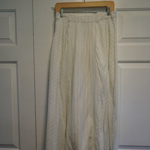 Anna Cate Size S White and Light Mint Green Long Zip Skirt Striped - Picture 5 of 9